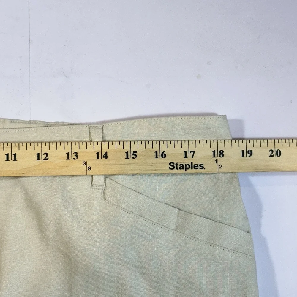J‎ Jill Linen Stretch Pants Womens 16 Beige Pull On Elastic Back Straight Leg